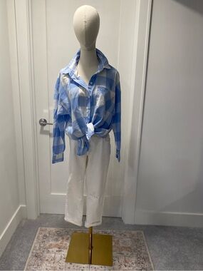 H&M Divided Light Blue & White Gingham Shirt
